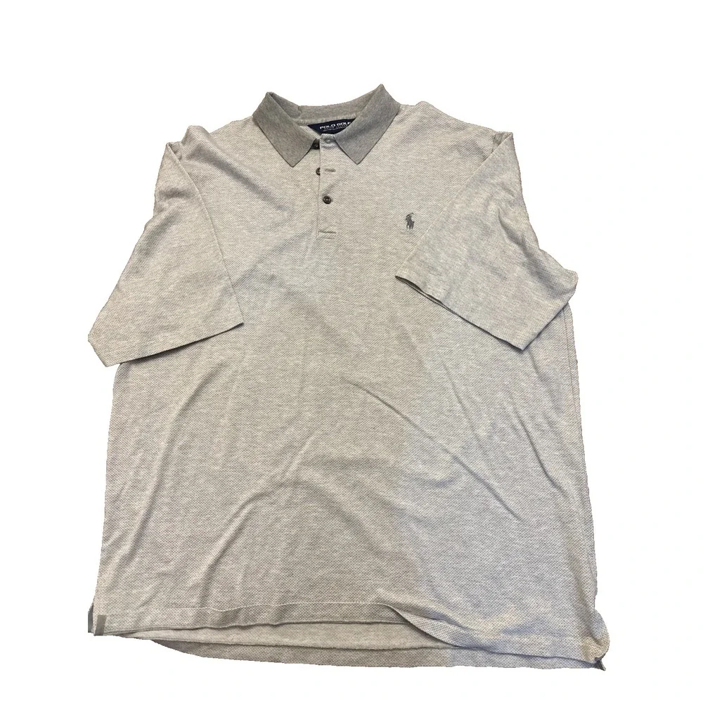 Polo Ralph Lauren‎ Men's Short Sleeve Polo Shirt Size XL Gray & White Gray Pony